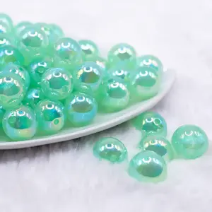 16mm Green Opalescence Bubblegum Bead