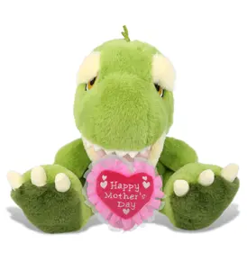 DOLLIBU 9" T-Rex Dinosaur Plush Heart, Eco-Friendly Super-Soft Polyester Stuffed Toy, Embroidered Heart Detail, Ideal Mother's Day Gift
