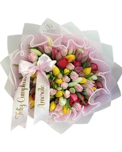 40 Multicolor Tulip Bouquet