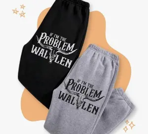 If I'm The Problem Wallen Sweatpants, Gift for Retro Cowgirl Concert Country Music Pants, Unisex Cotton Graphic Casual Sweatpants, Gift For Fan, Trendy Top Sweatpants, Unisex Cotton Graphic Casual Sweatpants, Gift For Fan,Men and Women, Best Gift SS