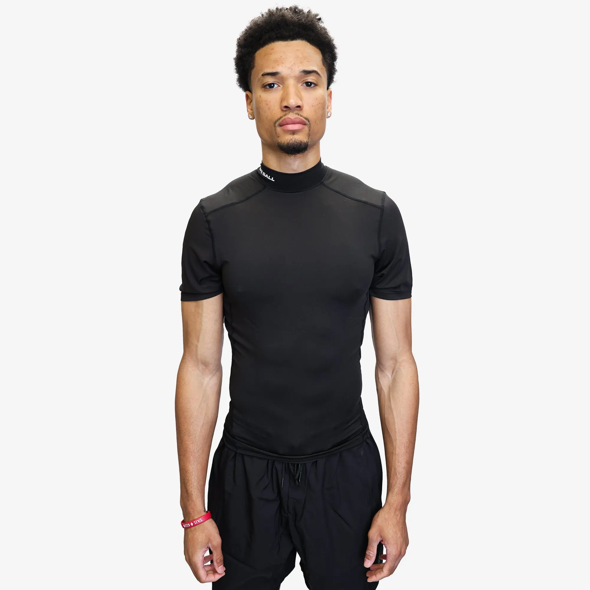 We Ball Sports Mens Turtle Neck Compression T Shirt (Black)