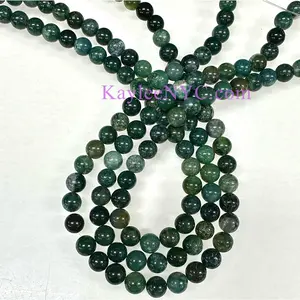 3 strands 8mm Natural Moss Agate Beads