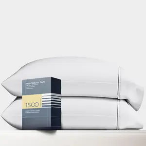 Egyptian Cotton Pillow Cases Standard/ Size Set of 2 - Luxury 1500  Count Sateen White Pillow Cases, Silky Soft Cotton Pillowcases Fits Standard &  Size Pillows