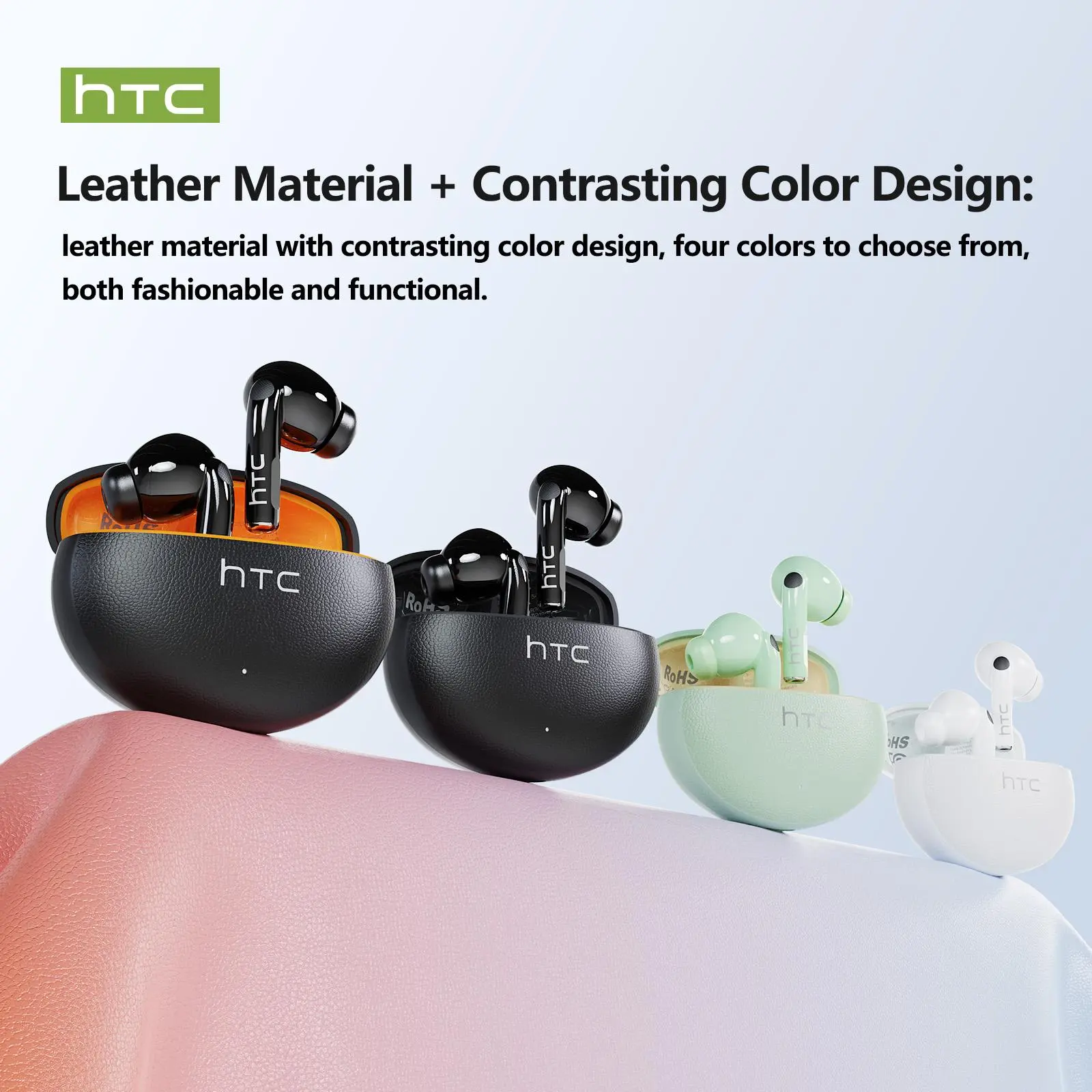 HTC NE29 Bluetooth Headset (6.0), Charging Box, IPX5 Waterproof, 20-hour Charging Box Built-in Microphone. Three-month warranty! 20-hour charging box