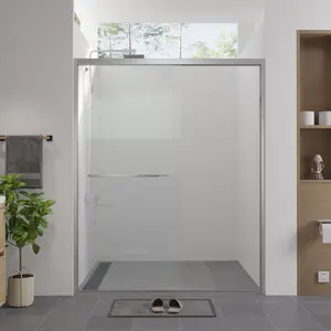 56-60" x 74" Double Sliding Shower Door with Adjustable Width | Aluminum Frame Bypass Bathroom Sliding Door | 1/4" (6mm) Clear Tempered Glass, Chrome Hardware & Chrome Finish | Heavy Duty Sliding Glass Shower Enclosure, Space-Saving
