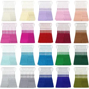 200 count Bookmark Tassels Bulk, 20 Colors Mini Silk Tassels for Crafts, 5" Bookmarks Tassel with Loop, Small Tassel for Bookmarks, Keychains,  DIY, Graduation Caps - 10 of Each Color