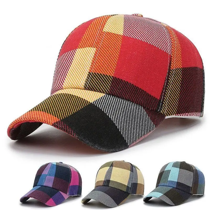 Colorful plaid fashion baseball cap, comfortable and versatile outdoor sports sun hat, gift for friends, couple’s cap, casual everyday snapback