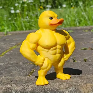 Muscle Duck Statue, Novelty 3D Desktop Decoration, Quirky Aesthetic, Cute Bookshelf Figurine, Multifunctional Indoor Outdoor Decor, Fun Home Gift Idea