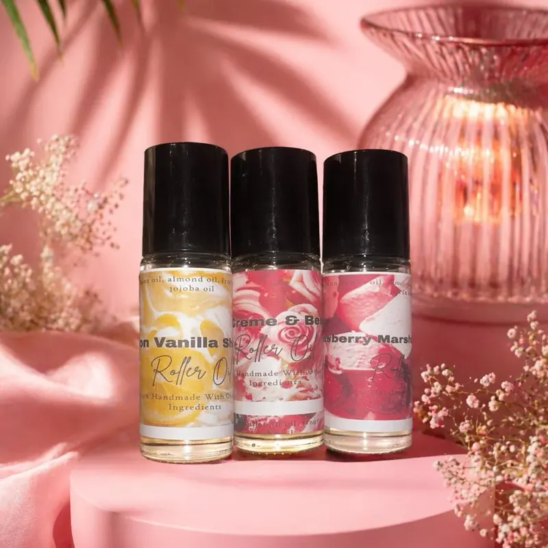 Layering Parfum Oil - Vanilla Creme Berry & Raspberry Marzipan Scents Moisturizing Roll on for Daily Use & Personalized Fragrance Experience - Moisturize