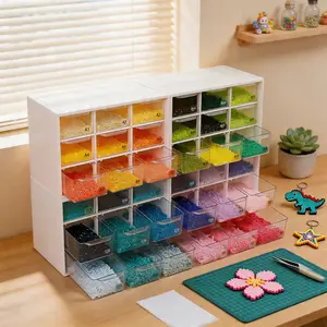 Navy Healing Style Nine-Grid Drawer Organizer, High Transparency Visible Partition Dustproof, Cosmetics Jewelry Desktop Storage Box
