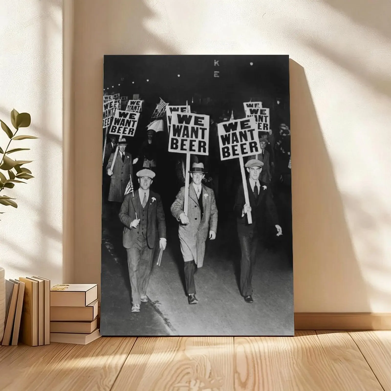 Vintage Prohibition Era Canvas Poster - Retro Black and White Historical Wall Art Print, Funny Protest-Style Home Decor for Bar, Cafe, Office, Decoration