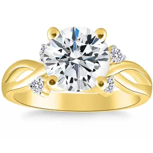 2 5/8Ct Moissanite & Diamond Twist Engagement Ring in 10k Yellow Gold