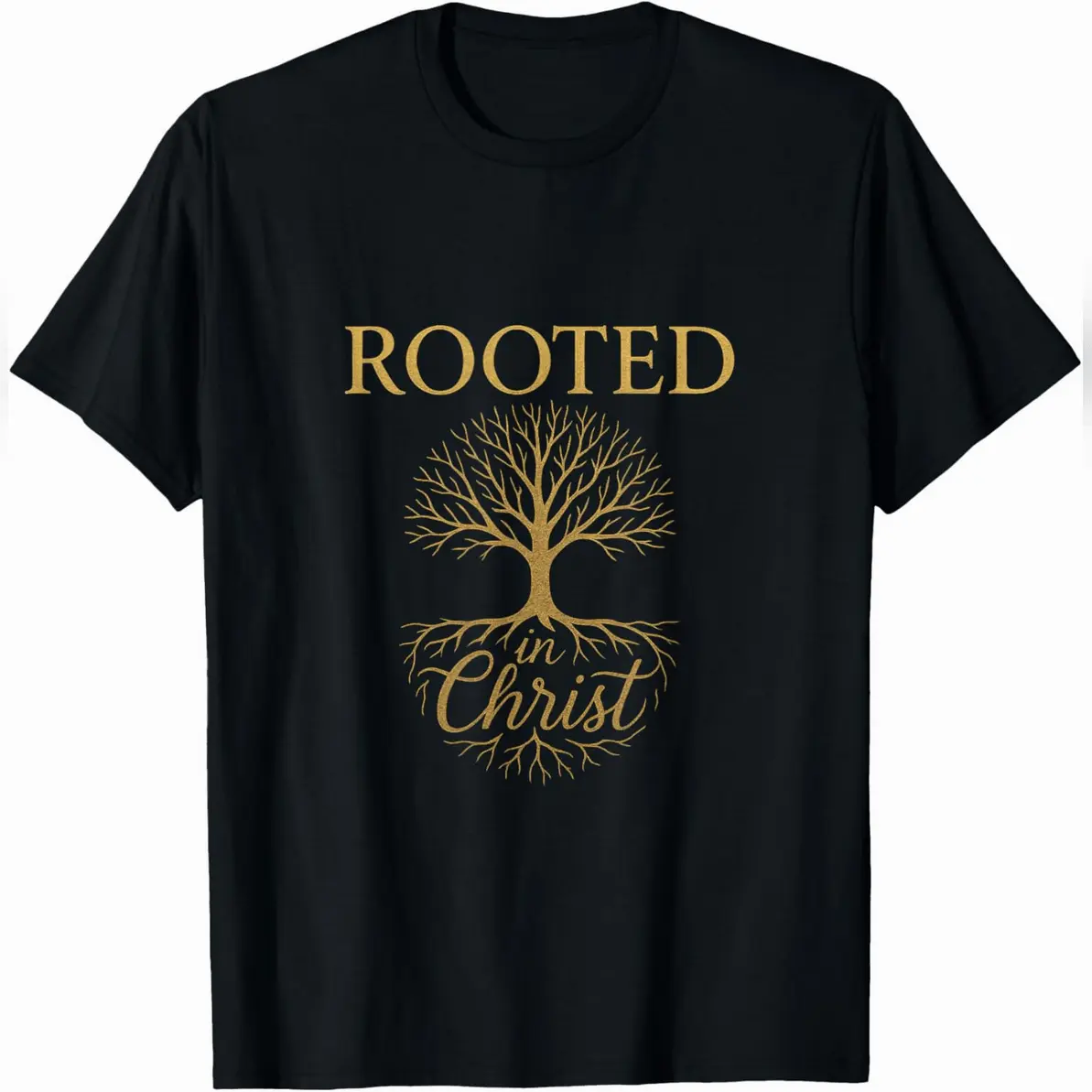 Rooted in Christ T-Shirt, Unisex Christian Faith Graphic Streetwear Top for Women, Casual Cotton Shortsleeve Round Neck Tee, Tshirt