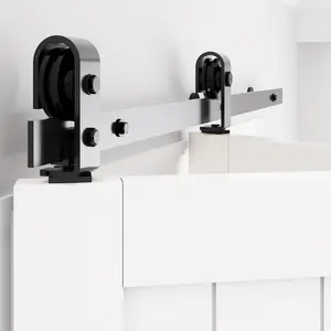 Bi-fold Barn Door Hardware Kit, Smooth Quietly Sliding Door Track for Closet, Black Folding Track Kit, Easy to Install, Bi-fold Door System, Interior Door Hardware, Space-Saving Sliding Door