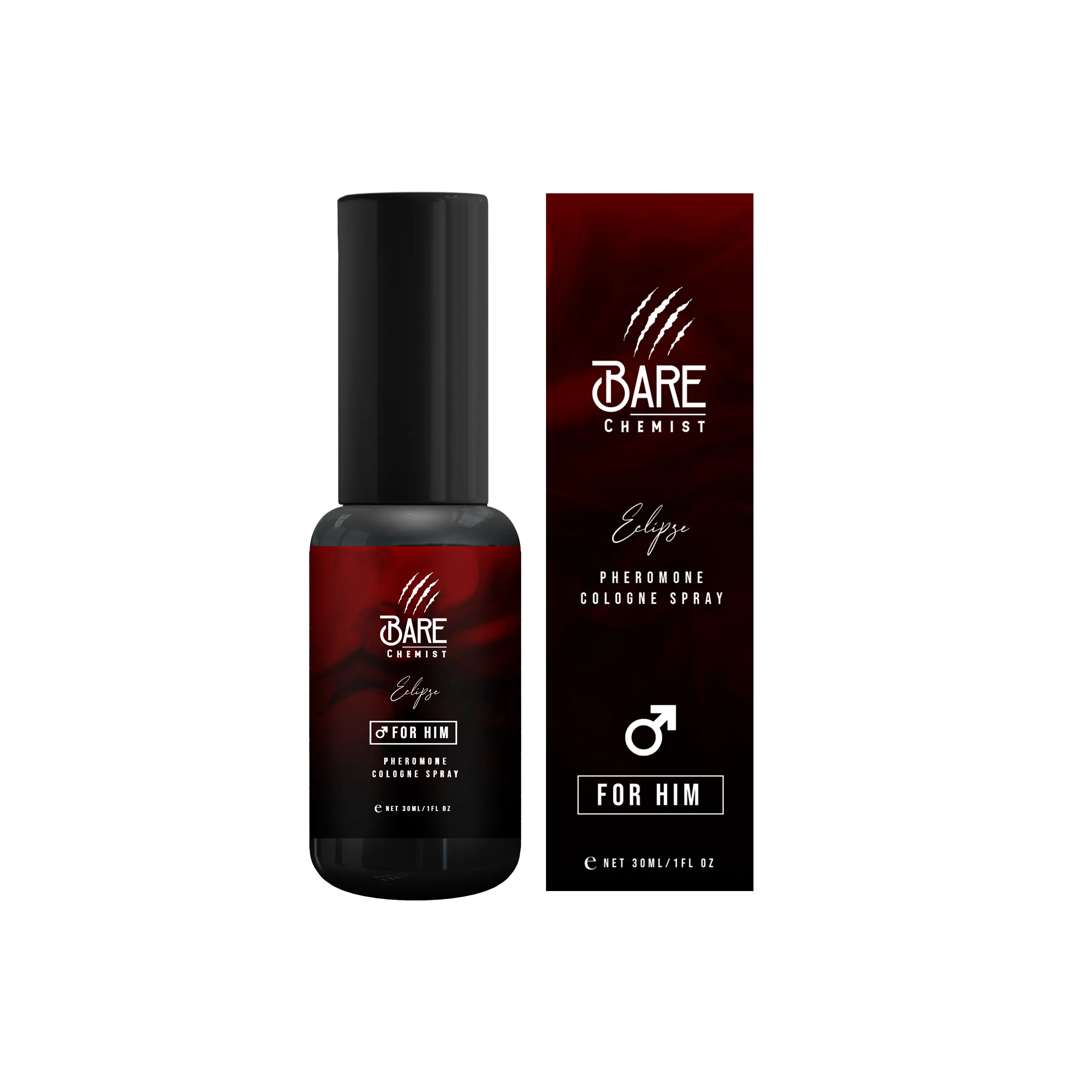 Bare Chemist Eclipse Pheromone Cologne for Men - Warm Gourmand Scent with Cacao Vanilla & Woody Depth 1oz Alcohol-Free Premium Natural Ingredients