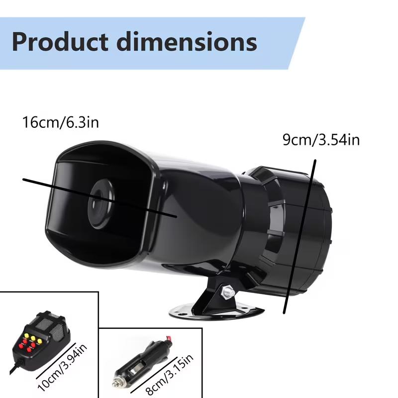 12V 135db Boat Motorcycle Car Horn Seven-tone Loudspeaker Car-mounted Speaker,Cigarette lighter connection Horn Loudspeaker Alarm Horn, Car Electric Vehicle Alarm Horn Patrol Motorcycle Electric Bike.