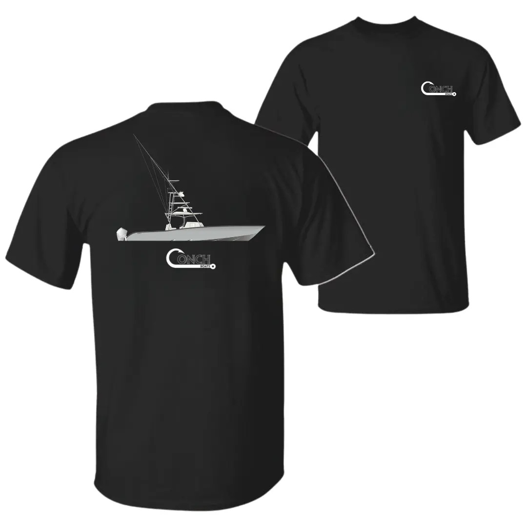 CONCH 41 Boat T-Shirt, Offshore Sportfishing Boat Graphic Tee, Soft Cotton Blend Marine Apparel, Deep Sea Angler Shirt for Men & Women, Boat Lover Gift
