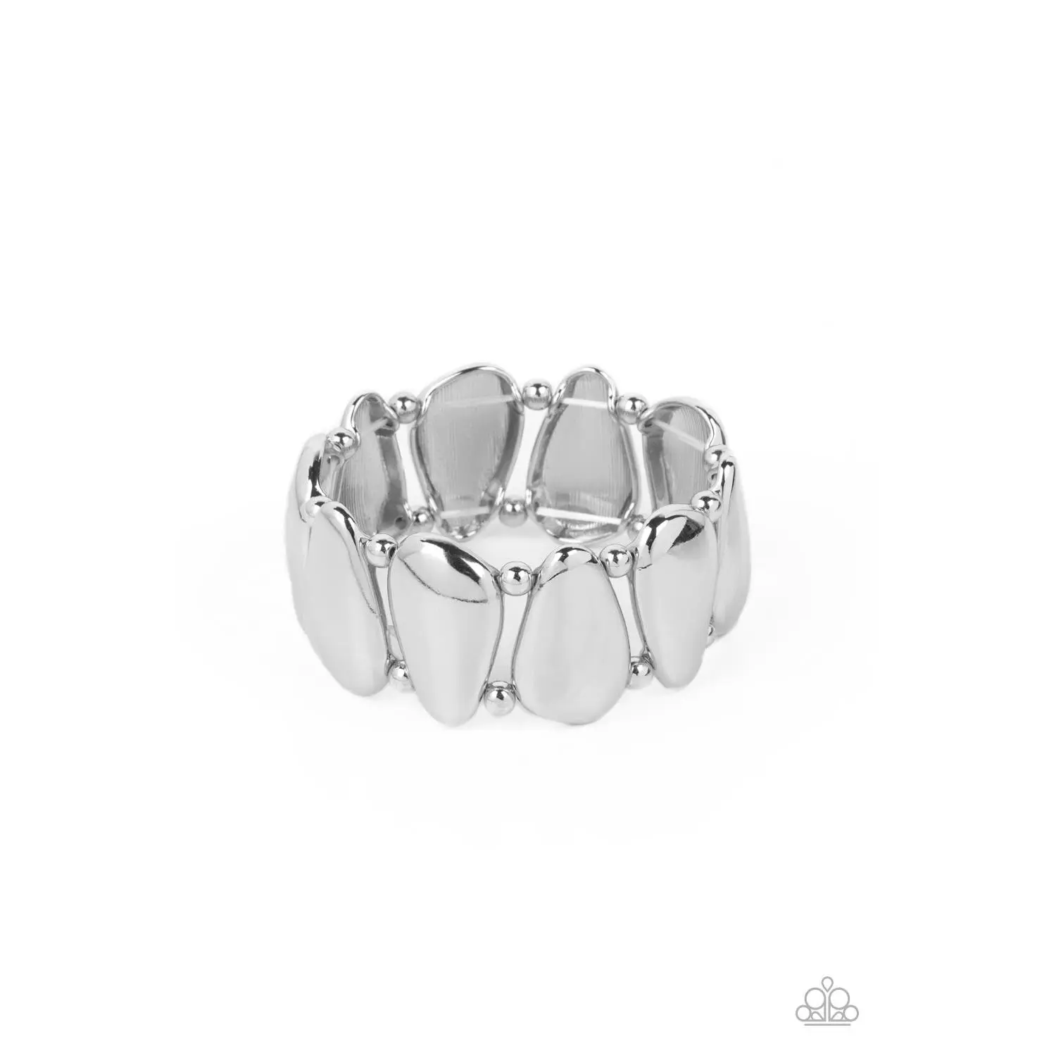 Classy Cave - Silver Teardrop Bead Stretchy Bracelet - Paparazzi