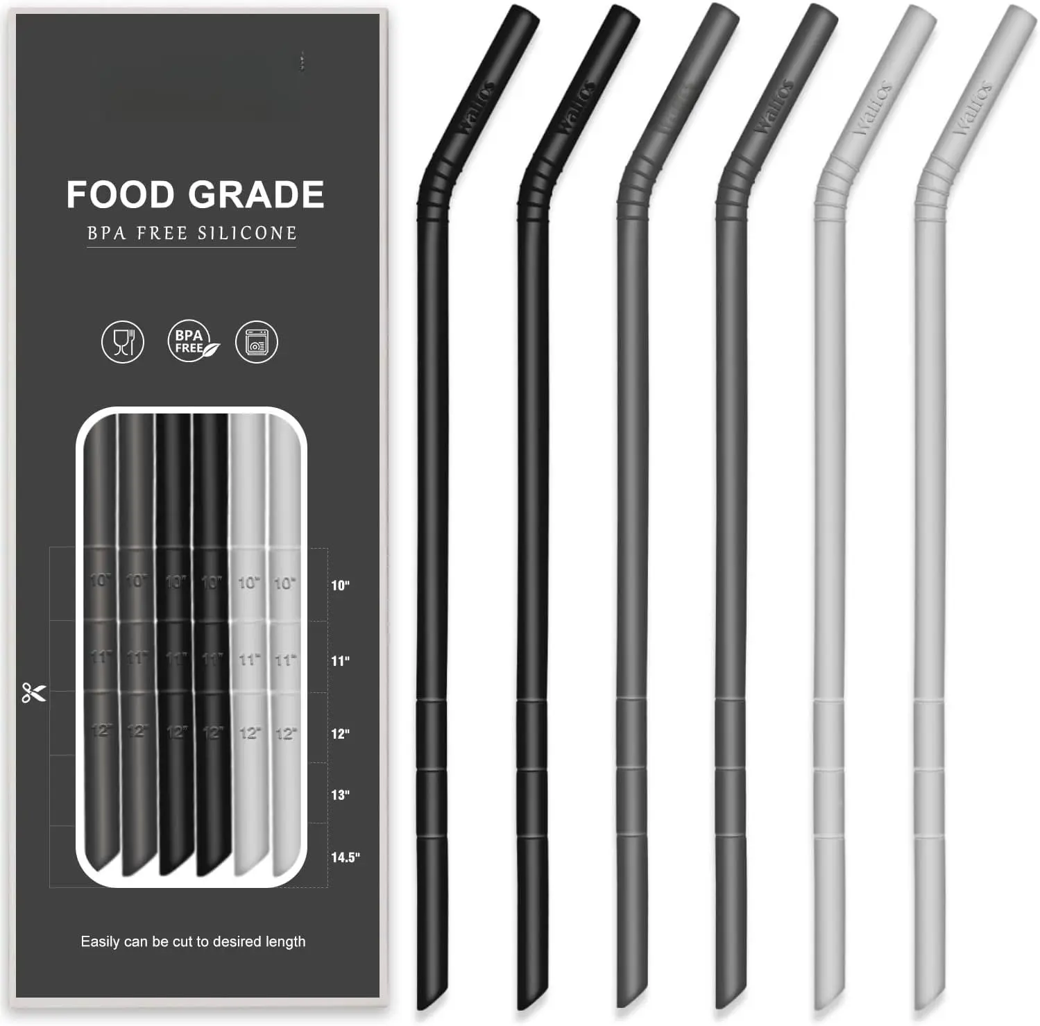 Straws -10.5 Inch Flexible Drinking Bendy straws for Smoothies/20 & 30 oz Tumblers,  (6 pcs Wide + 1 Cleaning Brushes