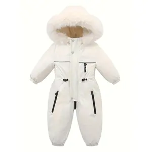 NewBaby Toddler Ski Suit✨       Full-Coverage Warm, Easy-Zip!Hooded – Unisex Snowplay Cold Days gentleman in st communion Shirt for tractor boy Hooded Romper Cartoon Letter Print Hoodie Set