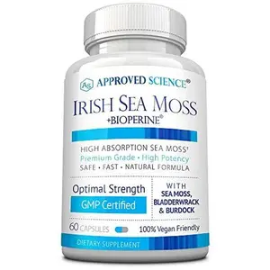 Approved Science Irish Sea Moss – Wild-Harvested Organic Bladderwrack & Burdock Root – Supports Immune, Gut & Skin Health – Vegan, Non-GMO, Unflavored Gel – 16 oz (32 Servings) – Made in USA