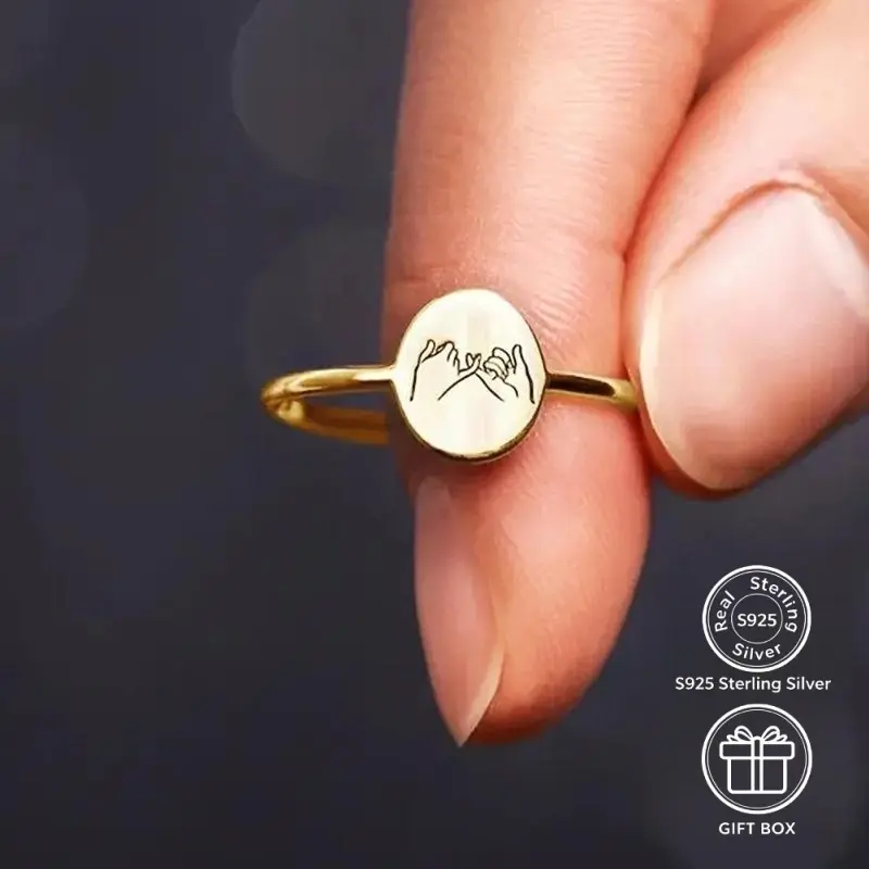 S925 sterling silver mother-daughter connection and love promise symbol ring, the best gift choice for daily wear, parties, birthdays, and anniversaries