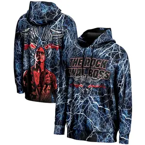 The Rock Final Boss WWE Blue Hoodie, Iconic Pullover Sweatshirt, Legendary Champion Energy, Bold Brahma Bull Streetwear, Electrifying Wrestling Style