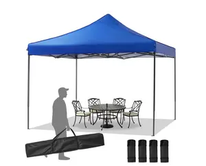 10x10 FT Pop Up Canopy Tent with Slant Legs and Carrying Bag, Easy Setup Outdoor Shelter for Patio, Garden, Beach, Blue