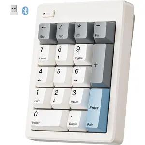 FD17  Mechanical Number Pad,  5.0& 2.4G  Mode Numeric Keypad, 17  Hot Swappable Numpad with PBT Keycaps for Laptop/PC/TKL Keyboards(Beige, Linear )