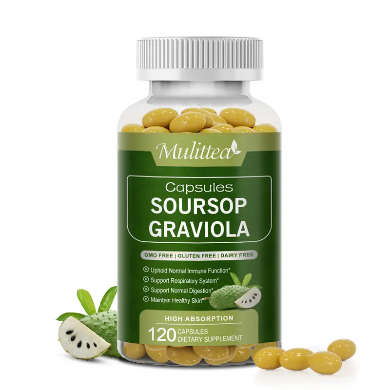 Soursop Graviola Capsules, for Cell Regeneration, Enhances Immunity, Digestive Support, Anti-oxidant, Gluten Free, Vegan, 120 Counts