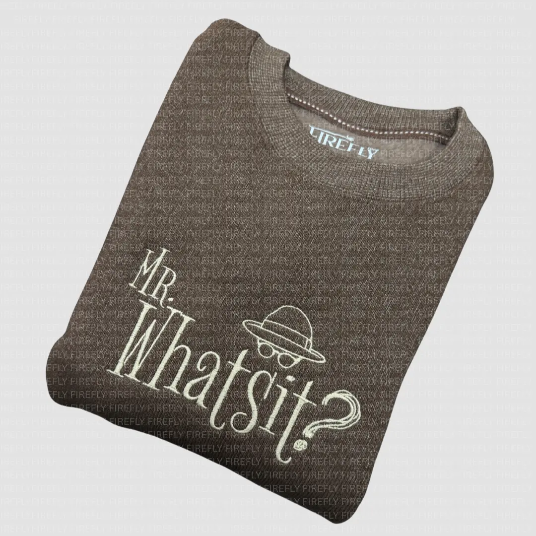 Mr. Whatsit: Embroidered Knit-Fleece Crewneck Sweater