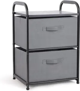 Dresser for Bedroom with 2 Drawers, Wide Chest of Drawers, Fabric Dresser, Storage Organizer Unit with Fabric Bins for Closet, Living Room, Hallway, , Dark Grey
