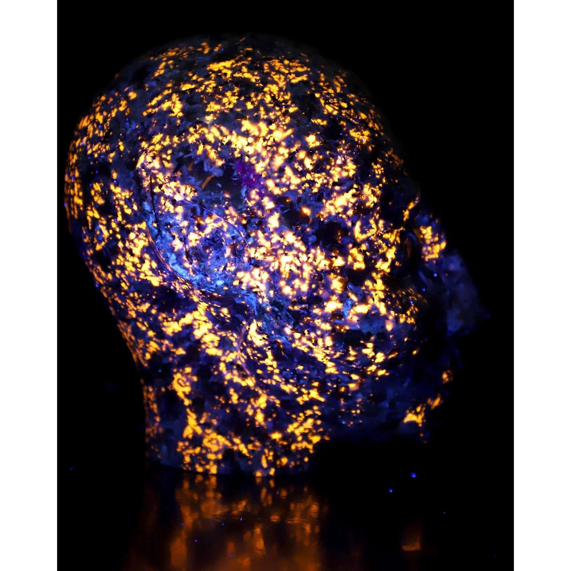 5.9" Yooperlites Hand Carved Fairy Elf Alien Crystal Skull Companion Sculpture, Crystal Healing#4814216