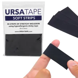 Tape Soft Strips - Pack of 30 (Black) | Stretchy Moleskin Fabric Tape | Heavy-Duty Blister Prevention Strips | No-Residue Bandages for Feet & Body | Adhesive Padding | 3.14 x 0.98 in