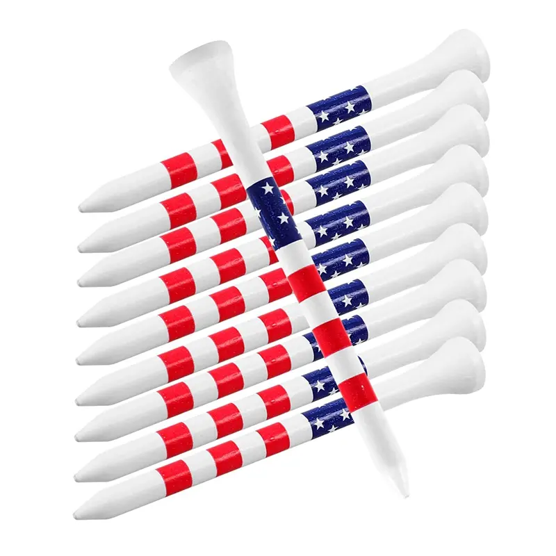 Golf Tees Bamboo Wood Golf Tees Bulk USA Stars and Stripes Golfing Tees Unbreakable for Men Women Golf Balls Game, Golf Accessories, Boyfriend Gift, Golf Accessories