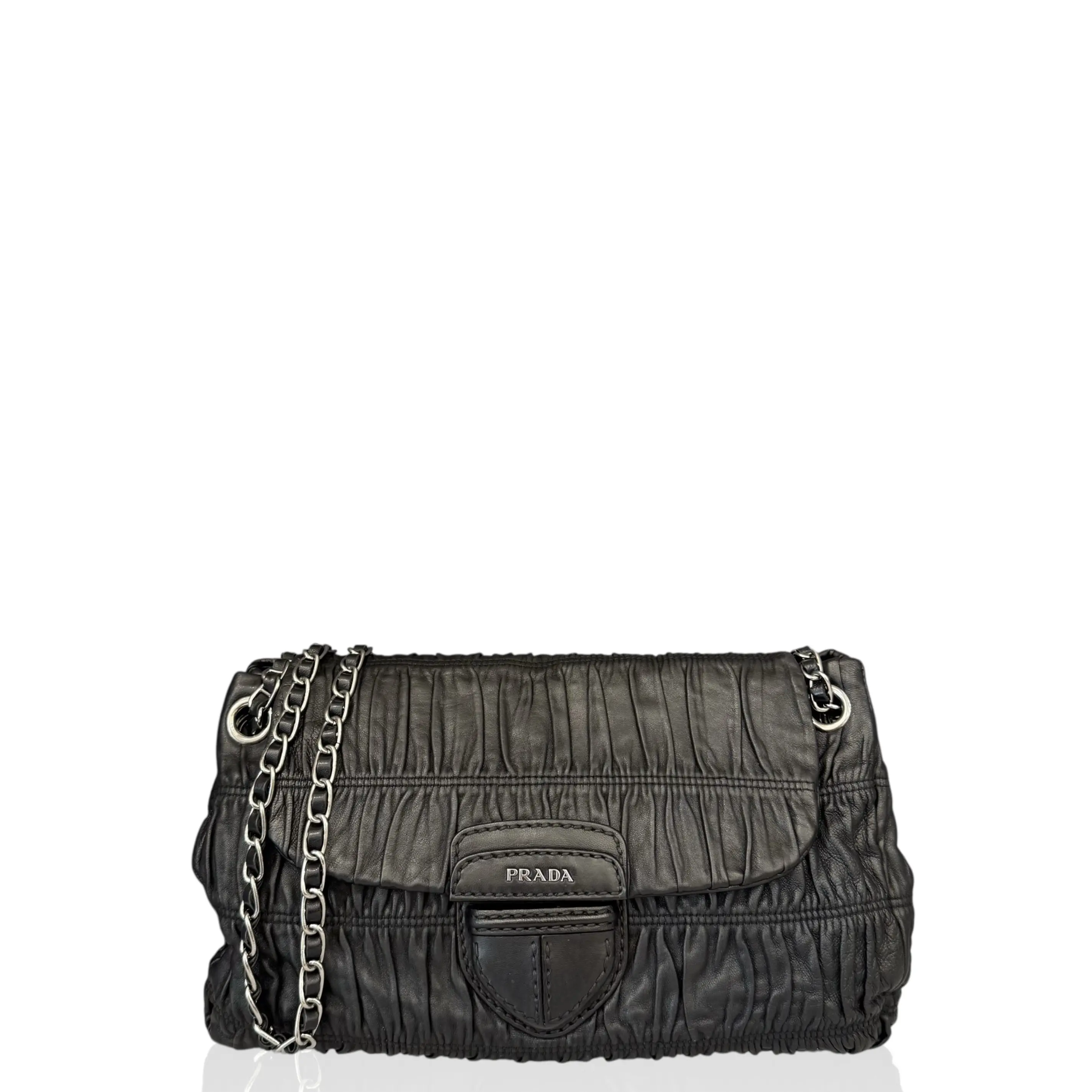 Pre-owned PRADA Leather Shoulder Bags Shoulder Bag Calfskin Black (qy030126c3)