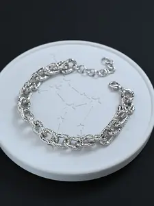 Women's Casual Copper Hand Chain Bracelet, Plated Precious Metal Design, All-Season Accessory, Wholesale Jewelry