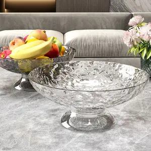 Creative Fruit Snack Serving Tray, Pedestal Platter, Water Ripple Design, Transparent High-Grade Nordic Style, Suitable for Home Kitchen & Restaurant Use