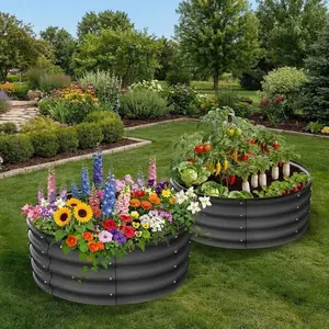 2-pack raised garden beds, rectangular planting boxes, raised beds for plants, vegetables, and flowers, rectangular galvanized metal raised garden beds
