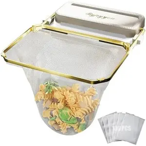 Sink Strainer Waste Rack - Rotatable Kitchen Sink Drain Strainer with 100 Pcs Filter Mesh Bags, Food Catcher Filter Holder Strainer Basket for Sink Food Colander Kitchenware Modern
