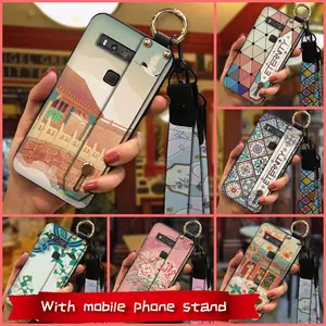 Silicone Lanyard Phone Case For TCL 10 5G UW Wristband Phone Holder Shockproof Anti-dust Chinese style protective Anti-knock Back Cover Fashion Design Soft case Kickstand Durable