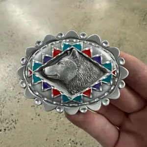 Vintage Wolf Head Western Wear Belt Buckle