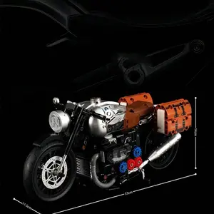 Premium 1:8 Scale Latte Motorcycle Building Set 925 PCS - Realistic Café Racer Bike Model Kit, Collectible Stem Assembly Blocks, Creative Gift for Adults & Teens