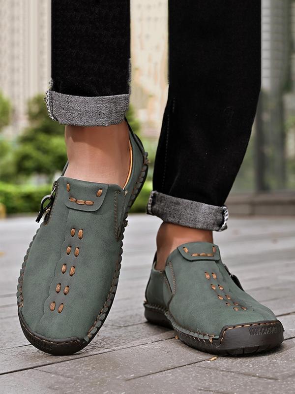 New Men's Casual Solid Color Zipper Side Walking Shoes, Fashionable Breathable Comfortable Sports Shoes for Outdoor, Male All-match Round Toe Shoes for Daily Wear