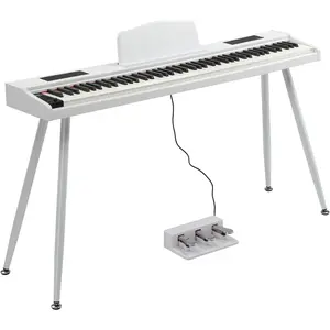 GLARRY Digital Piano Keyboard with Stand, Portable 88 keys Semi-Weighted Electric Piano with Pedal for Beginner, Bluetooth, Triple Pedals, Power Supply, 2 Speakers