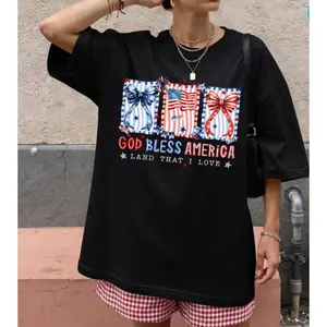 Coquette God Bless America T Shirt, Fourth Of July Patriotic Sweatshirt, American Flag Stars Stripes Hoodie, Unisex Sweater Pullover Tee