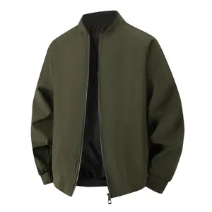 Men's Outdoor Casual Sports Stand Collar Baseball Uniform Zipper Jacket Solid Color Long Sleeve Autumn Coat