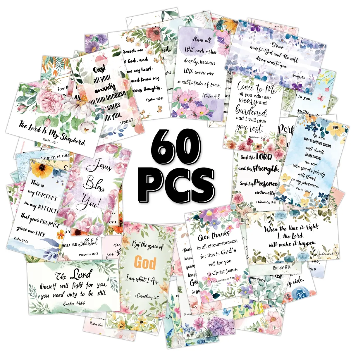 60pcs Inspirational Prayer Cards with Bible Verses, Mini Scripture Notecards for Encouragement, Christian Sympathy Cards, Inspirational Greeting Cards, Prayer Cards for Holiday Gifts, Quote Cards, Positive Cards, Easy to Carry