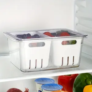 Four-Piece Refrigerator Storage Box Set, Fruit Vegetable Compartment Organizer, Detachable Inner Liner Berry Basket, Kitchen Essentials, Refrigerator Accessories