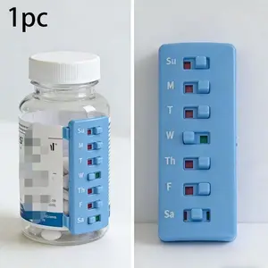 Reusable Pill Tracker & Reminder, Weekly Plan, Adhesive Sticker for Vitamin Bottles, Pet Medication Tracker, No External Record Needed